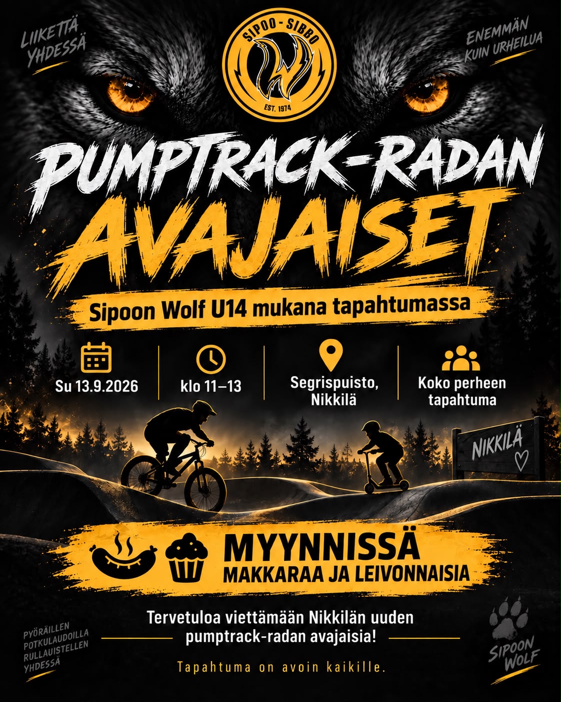 Wolf U14 mukana Nikkilän pumptrack-radan avajaisissa