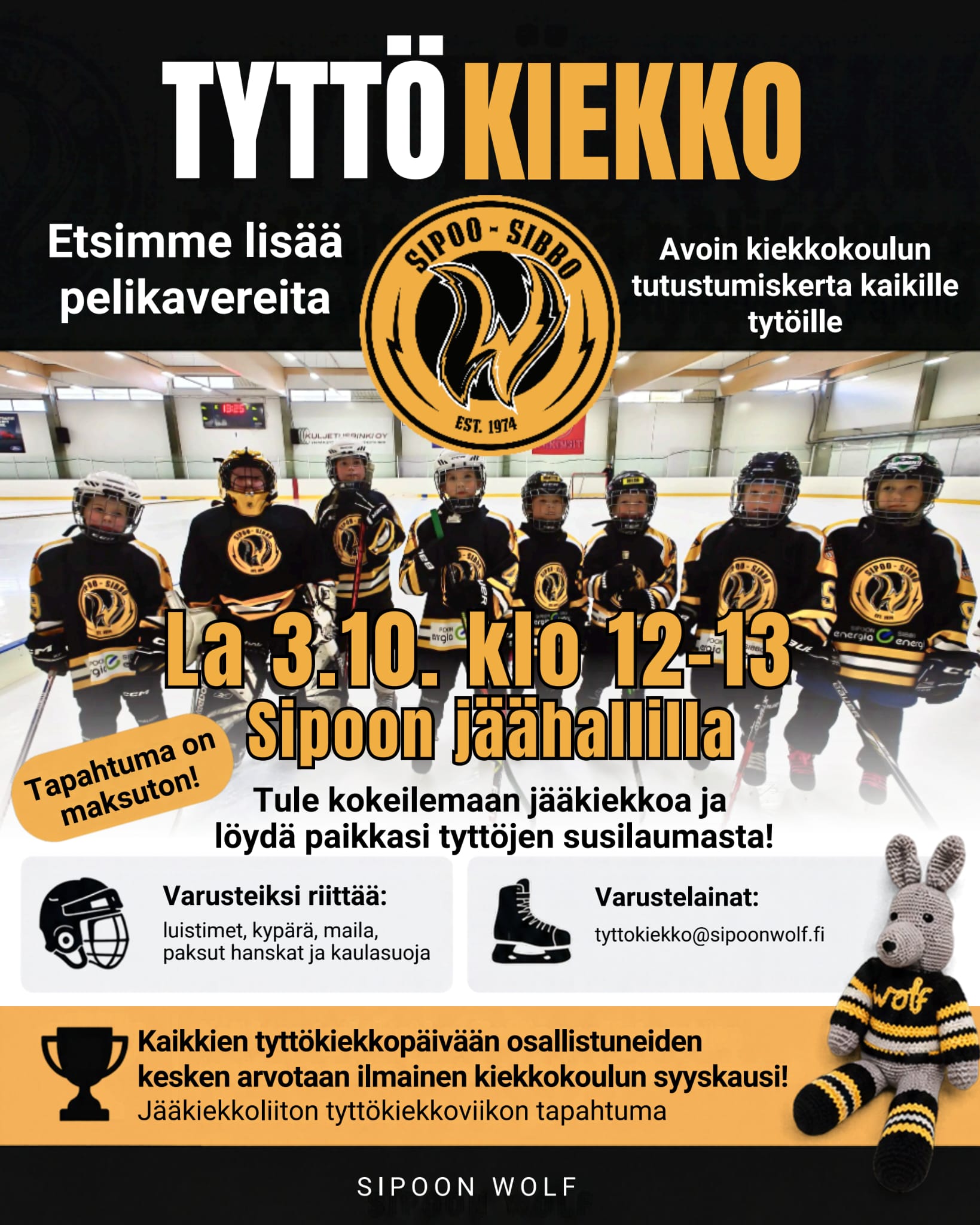 Sipoon Wolf on mukana Jääkiekkoliiton tyttökiekkoviikossa!